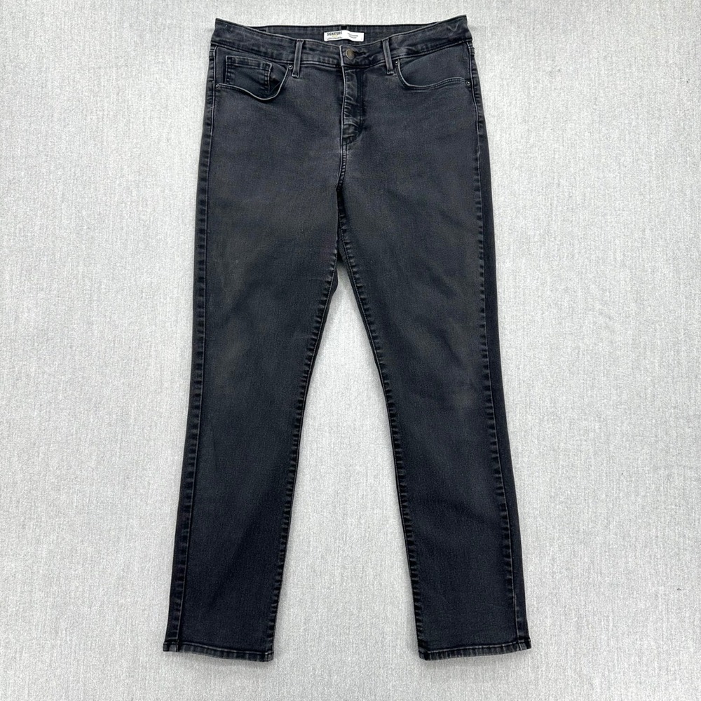 Signature by Levi Strauss Jeans Women 14M Black Totally Shaping Straight Stretch